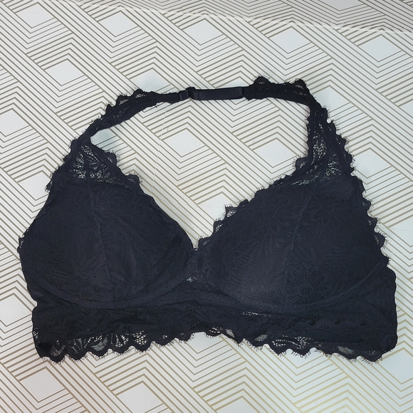 Victoria’s Secret PINK Women's Size Large Black Lace Bralette Lightly Lined Bra. - Picture 1 of 8